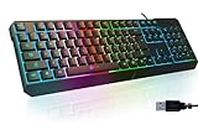 KLIM Chroma Gaming Keyboard Wired USB - New 2023 - Durable Ergonomic Waterproof Silent Keyboard - 2 ms Response Time - Backlit Keyboard for PC Mac PS4 PS5 Keyboard - Black