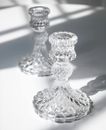 Taper Candle Holders Set of 2, Clear Glass Candlestick Holder Fit 0.8 Inch Candl