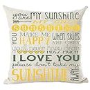 Ramirar Yellow Green Word Art Quote You are My Sunshine I Love You for Lover Valentine's Day Decorative Throw Pillow Cover Case Home Living Room Bed Sofa Car Cotton Linen Square 18 x 18 Inches