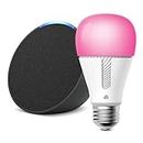 Echo Pop in Charcoal bundle with TP-Link Kasa Smart Color Bulb