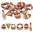 Beadthoven 12pcs/6 Pairs Natural Wood Charms DIY Earrings Pendants Colorful Striped Dark Red Rustic Wooden Pendants Mix Wood Pieces for DIY Jewelry Making Bohemian Earrings Necklace Accessories