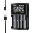 Universal Smart 4 Bay Battery Charger XTAR VC4 Plus Type C LCD 18650 Battery Charger for 3.7V 3.6V Li-ion Rechargeable Battery 10440 14500 18650 21700 26650 and Ni-MH Ni-CD AA AAA