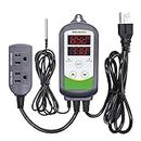 Inkbird ITC-308 Digital Temperature Controller Outlet Thermostat Plug, 2-Stage Outlet Heating and Cooling Mode 1100w, w/Sensor Greenhouse Incubator Brewing Fermentation Reptile
