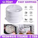 2 Tier Double Vegetable Meals Layer Kitchen Appliances Microwave Steamer Cooking