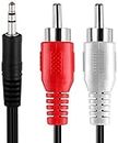 FEDUS 3.5mm Jack Stereo Audio Male to 2 RCA Male Cable AV Audio Video Cable TV-Out Cable Speaker Amplifier Connect RCA Audio Video TRS 3-Pole Male Plug to Dual RCA Male-3M