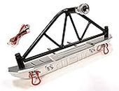 RC Model Realistic Metal Rear Bumper with Spare Tire Rack & LED for SCX-10 43mm Mount