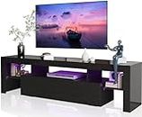 CreekT Black TV Stand 70 65 60 Inch TV Table, Large TV Stands for 60-70 Entertainment Center with Storage, 60 65 70 Inch TV Stands for Living Room 60 65 70 Inch Entertainment Center TV Console Table