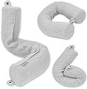 Twist Memory Foam Travel Pillow for Neck Chin Lumbar and Leg Support - for Traveling on Airplane Bus Train or at Home - Best for Side Stomach and Back Sleepers - Adjustable Bendable Roll Pillow