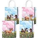 16 Pieces Horse Goodie Bags for Horse Birthday Party Supplies,Horse Gift Snacks Treat Candy Party Favors Bags with Handles for Western Cowboy Cowgirl Horse Theme Farm Party Decorations