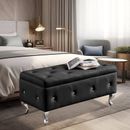 House of Hampton® Jaydy PU Storage Bench Faux Leather/Solid + Manufactured Wood/Wood/Upholstered/Leather in Gray/Black | Wayfair