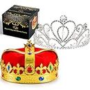 JOYIN Royal Crowns, 2 Pack King's and Queen's Crowns -Crowns for Kids and Audults, Valentine's Day Costume Prom Accessories