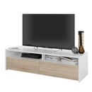 Mesa multimedia para TV estilo minimalista color blanco y roble canadian 130 cm