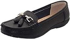 Ladies Jo & Joe LR Nautical Loafer Flatform Shoes Black UK 6