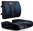 DEBIK® | Seat Cushion and Lumbar Support Pillow for Office Chair Memory Foam Car Seat Cushion with Washable Cover Desk Chair Cushion for Tailbone, Lower Back Pain, Sciatica Relief (Black)