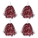 Bruafsir 24Pcs Cheerleading Poms Metallic Foil Cheer Poms with Plastic Handle for Adults Kids Cheerleaders Party Red