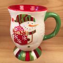 SNOWMAN “Green White” Gorgeous Christmas Cocoa Cup Festive Coffee Mug (PIER 1)