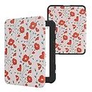 kwmobile Case Compatible with Barnes & Noble Nook Glowlight 4 / 4e Case - eReader Cover - Poppy Red/Green/Beige
