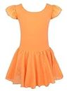 EQSJIU Ballet Leotard for Girls Dance Skirt Camisole Cross Back Ballerina Ballet Dress Outfit for 2-10 Years, Carrot Orange, 3-4 T