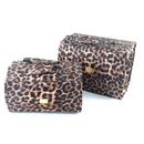 Joy Mangano Better Beauty Cosmetic Organizer Leopard Roll-Up Travel Case 2 Bags