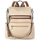 Telena Backpack for Women Vegan Leather Backpack Large Travel Backpack, College Shoulder Bag with Tassel Beige-Brown