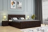 EBANSAL Solid Sheesham Wooden King Size Bed with 4 Drawres Side Storage for Bedroom - Walnut Finish
