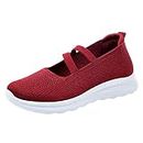 Running Outdoor Foot One Chaussures de Sport Mesh Mouth On Loisirs Casual Plat Fitness Chaussures Respirantes Femme Baskets Sketches Chaussures Femme Rouge, rouge, 37 EU