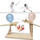 2024 Ballon Bamboo Man Battle, Handmade Wooden Fencing Puppets, Jeu de Combat de Bots Rapide en Bois pour 2 Joueurs, Marionnettes D'escrime en Bois Faites à la Main Combattant avec Ballons (Avancé)