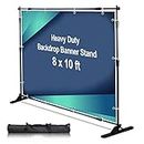 AkTop 10 x 8 ft Heavy Duty Backdrop Banner Stand Kit, Adjustable Photography Step and Repeat Stand for Parties, Portable Trade Show Photo Booth Background with Carrying Bag