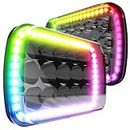Ciascy 2PCS H6054 Led Headlights 7x6 5x7 Auto Head Lamp Replacement 2PCS Hi/Low Sealed Beam with RGB Halo Function Compatible with Jeep Wrangler YJ XJ Cherokee E250 Chevy Van Truck Toyota Mr2