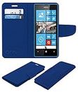 ACM Mobile Leather Flip Flap Wallet Case Compatible with Nokia Lumia 520 Mobile Cover Blue