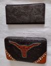 MONTANA WEST Western Wallet, Leather, Brown, Embroidered
