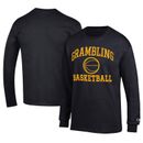 Men's Champion Black Grambling Tigers Icon Logo Basketball Jersey Long Sleeve T-Shirt