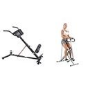 Sunny Health & Fitness Hyperextension Roman Chair with Dip Station - SF-BH620062, Black & Upright Row-N-Ride Rowing Machine for Squat Exercise and Glute Workout for Lower Body Strength