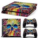UUShop Skin Decal Sticker Cover Set for Sony PS4 Console and 2 Dualshock Controllers Skin Colorful Skull 2