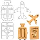Set of 3 Travel theme Cookie Cutters (Designs: Airplane, Passport, Luggage), 3 pieces - Bakerlogy