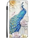 Dkandy for Samsung Galaxy S21 FE 5G Printed PU Leather Magnetic Wallet Case Flip Cover for Samsung Galaxy S21 FE 5G (Peacock)