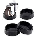 FERCAISH 4PCS Furniture Wheel Caster Cups Rubber Non-Slip Foot Mats, Strong Grip Round Floor Protectors for Crib Wheels, Furniture Table Legs(Small) Black