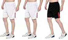 DIA A DIA Men's Polycotton Running Sports Gym Shorts Pack of 3 (White, White, Black, Free Size: 28-34 Inches)