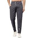 SWADESI STUFF Dry Fit Track Pant for Men | Slim Fit Running Gym Stretchable Latest Jogger with Reflective Logo - Dark Grey (S)