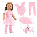 Barwa 18 Inch Girl Doll Ballerina Clothes Set 18 Inch Doll Ballet Dance Costume Tutu Skirt with Leotard Ballet Shoes(Doll NOT Include)