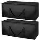2 Pack Outdoor Garden Furniture Cushions Waterproof Storage Bag, 600D Oxford Fabric Extra Large Patio Storage Box for Cushions, Bench, Pillows, Tents, Christmas Tree, 125x40x55cm (black)