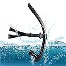 TangyueW Swim Snorkel, One-Way Purge Valve Swimmers Snorkel for Lap Swimming Training Snorkeling, Front Mounted Training Gear with Comfortable Silicone Mouthpiece (Blank)
