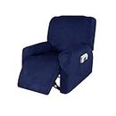 Ubersweet® One Piece Set Waterproof Stretch Recliner Sofa Cover Suede Chair Cover Home Bedroom Living Room Sofa Cover with Side Pocket Only Cover