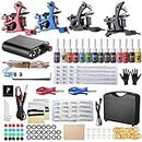HAWINK Complete Tattoo Kit 4 Standard Tattoo Machines Power Supply 14 Color Tattoo Inks Needles Tips Grips with Carry Case TK-HW4005