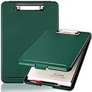 A4 Clipboards, Folder Clipboard with Storage, Folio Plastic Clipboard with Low Profile Clip, File Binder Clipboard Case, Waterproof Nursing Clipboards Foldable Document Case for Office Work -Emerald