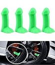 4 PCS Green Prank Tire Valve Stem Caps Funny Airtight Dust Proof Covers Universal for Cars, SUVs, Bike, Trucks and Motorcycles, Car Wheel Tire Exterior Accessories Set