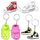 AYNKH 6PCS Mini Shoe Keychain, Novelty Funny Slippers Sneakers Canvas Shoes Pendant Decorative Accessories for Keys Bag DIY Crafting, Birthday Gifts for Kids Girls Boys Adults
