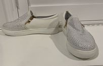 CLEARANCE  Super Trendy White Casual Shoes with Bling & Zippers