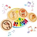 Baby Kids Drum Piano Set 2 in 1 Montessori Musical Instruments Toy Set Toddler Toys with Songs and Lights Early Learning Music Sensory Toys Electronic Baby Instruments for Toddler Boys Girls