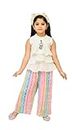Jelly Qelly Kids Girl's Palzzo Pant with Top Set (6-7 Years,White)